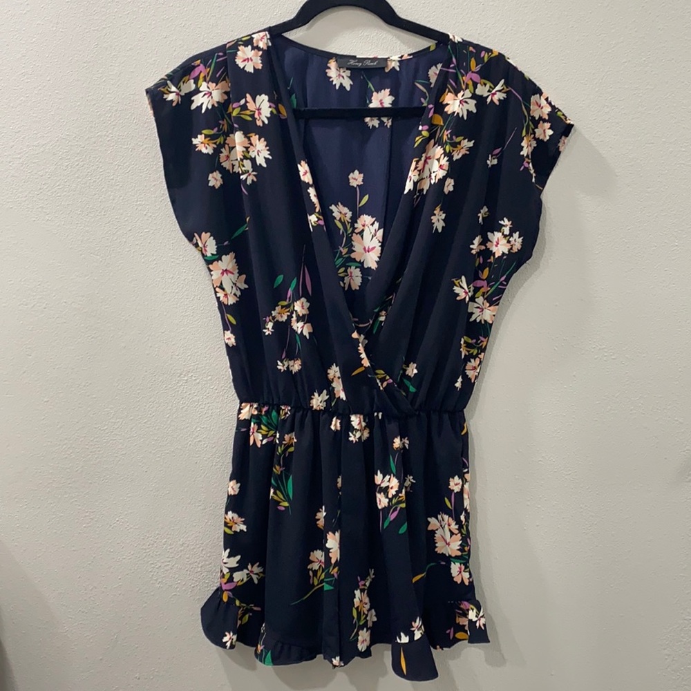 Navy Floral Romper, Medium